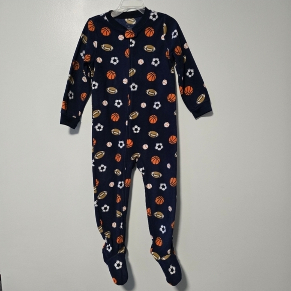 Carter's Toddler 4T Kids Sports-Theme Fleece Navy Footie One Piece Pajama